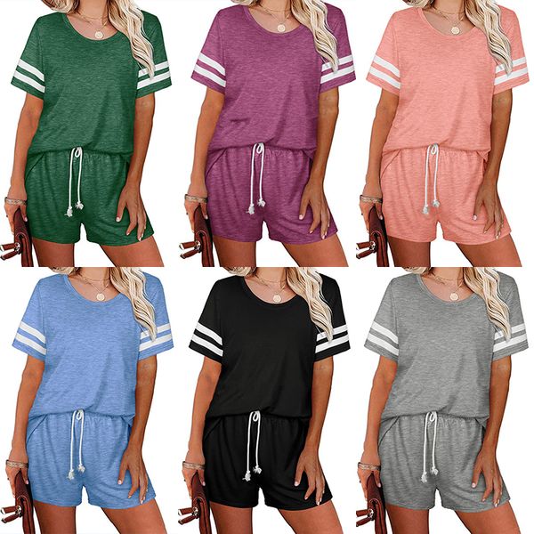2021 amazon new spring/summer womens stitching two-piece short sleeve home wear sportswear, Gray
2021 amazon new spring/summer womens stitching two-piece short sleeve home wear sportswear, Gray