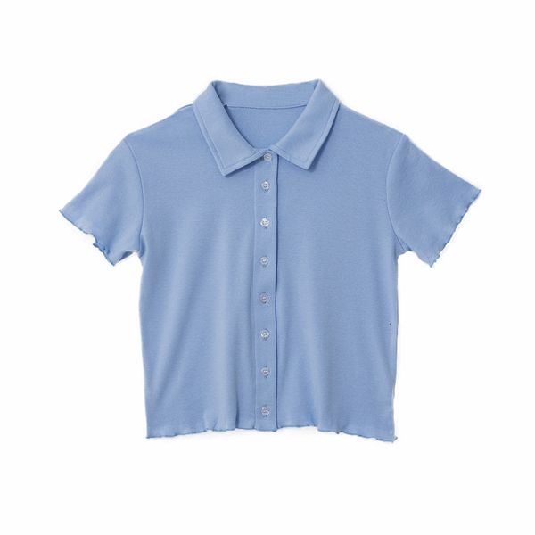 2021 new women's short sleeve cardigan and lace button, solid color, simple fashion, lapel t-shirt, summer 39tv, White
2021 new women's short sleeve cardigan and lace button, solid color, simple fashion, lapel t-shirt, summer 39tv, White