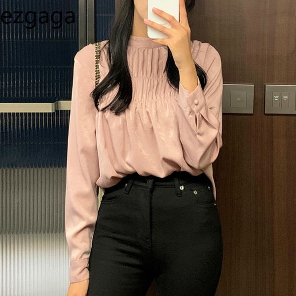 ezgaga korean blouse women spring tender o-neck ruched design chic elegant long sleeve shirts office lady casual blusas 210430, White
ezgaga korean blouse women spring tender o-neck ruched design chic elegant long sleeve shirts office lady casual blusas 210430, White