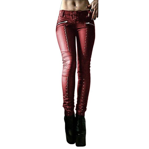 woman pants retro faux leather rivet lace-up long skinny trousers streetwear women pantalones para mujer 2021 women's & capris, Black;white
woman pants retro faux leather rivet lace-up long skinny trousers streetwear women pantalones para mujer 2021 women's & capris, Black;white