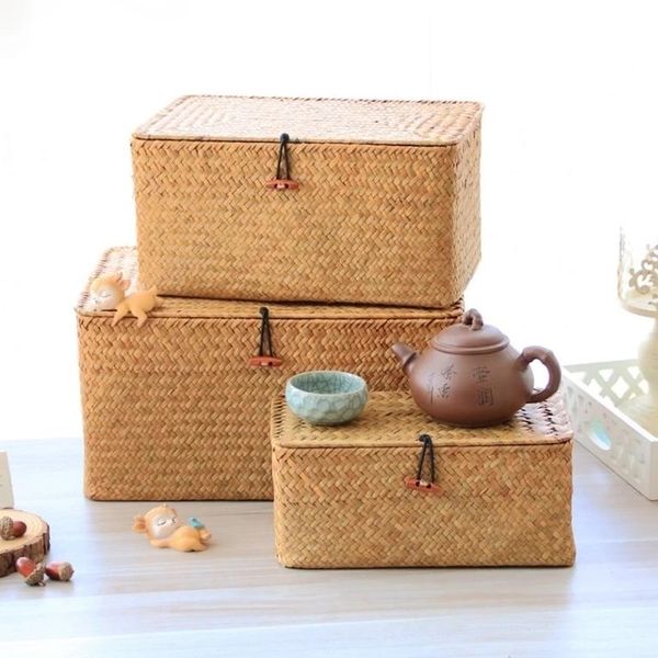 storage baskets handmade seaweed box woven basket sundries cosmetic toy organizer with lid bath towel clothes container panier
storage baskets handmade seaweed box woven basket sundries cosmetic toy organizer with lid bath towel clothes container panier