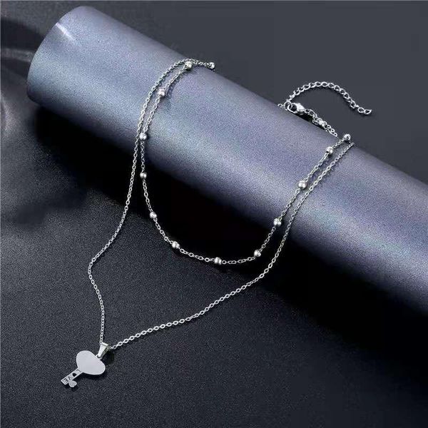 pendant necklaces wholesale 10 heart shaped key double necklace color dripping stainless steel girl ladies fashion jewelry gift, Silver
pendant necklaces wholesale 10 heart shaped key double necklace color dripping stainless steel girl ladies fashion jewelry gift, Silver