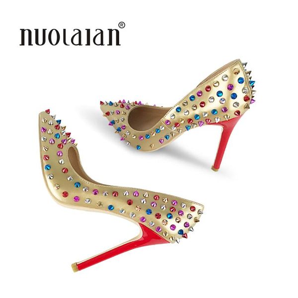 brand shoes woman high heels women pumps stilettos for gold 12cm rivert dress, Black
brand shoes woman high heels women pumps stilettos for gold 12cm rivert dress, Black