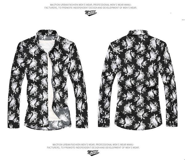 hawaiian shirts for men plus size dress flower print shirt turn down collar long sleeve male camisa, White;black
hawaiian shirts for men plus size dress flower print shirt turn down collar long sleeve male camisa, White;black