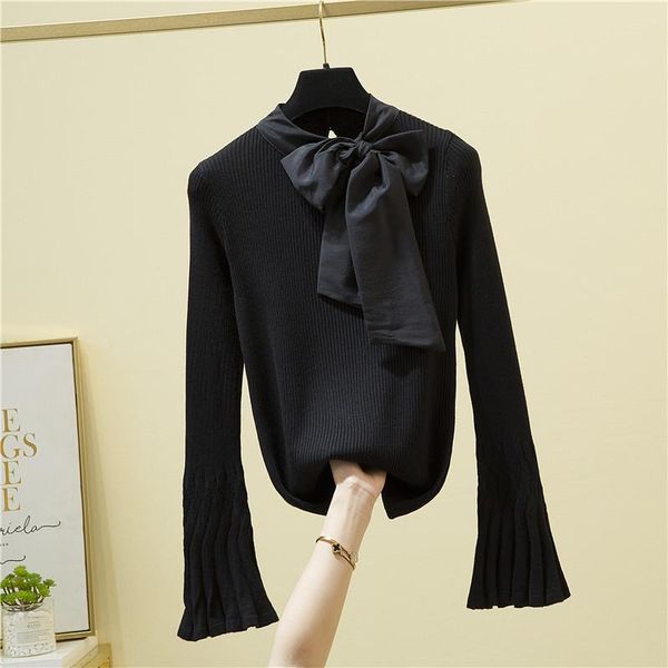women's sweaters bow neck knitted women sweater pullovers solid elastic office lady elegant pulls outwear, White;black
women's sweaters bow neck knitted women sweater pullovers solid elastic office lady elegant pulls outwear, White;black