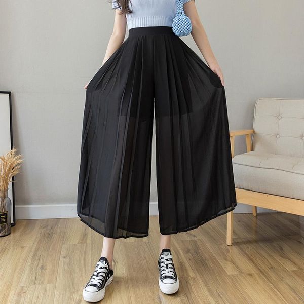 women's pants & capris women summer chiffon pleated wide leg korean style female elastic waist causal plus size pant skirt, Black;white
women's pants & capris women summer chiffon pleated wide leg korean style female elastic waist causal plus size pant skirt, Black;white