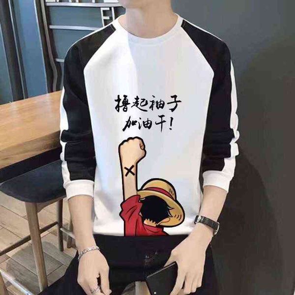 new spring and autumn long sve t-shirt handsome fashion brand printed loose sweater men's students' winter cloth, White;black
new spring and autumn long sve t-shirt handsome fashion brand printed loose sweater men's students' winter cloth, White;black