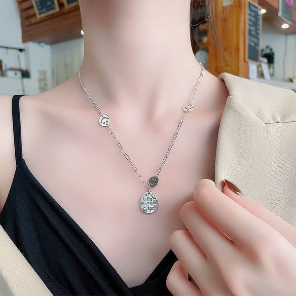 chaosheng s925 sterling silver splicing english small tag smiling face necklace ins fashion street hip hop style clavicle chain
chaosheng s925 sterling silver splicing english small tag smiling face necklace ins fashion street hip hop style clavicle chain