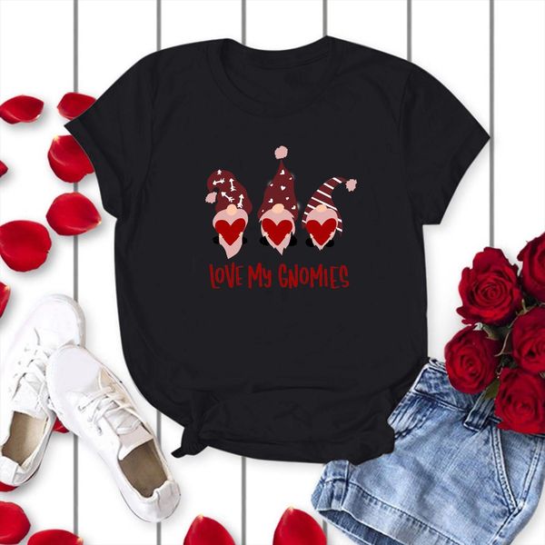 love my gnomine printing womens t shirt round neck valentines day funny fashion summer loose kawaii femme, White
love my gnomine printing womens t shirt round neck valentines day funny fashion summer loose kawaii femme, White