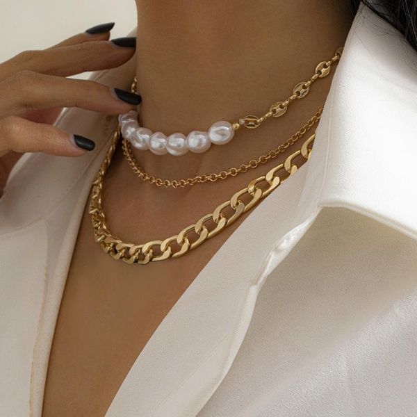 fashion women's baroque imitation pearl multilayer golden necklace simple chunky jewelry gift wholesale 2021 chokers, Golden;silver
fashion women's baroque imitation pearl multilayer golden necklace simple chunky jewelry gift wholesale 2021 chokers, Golden;silver