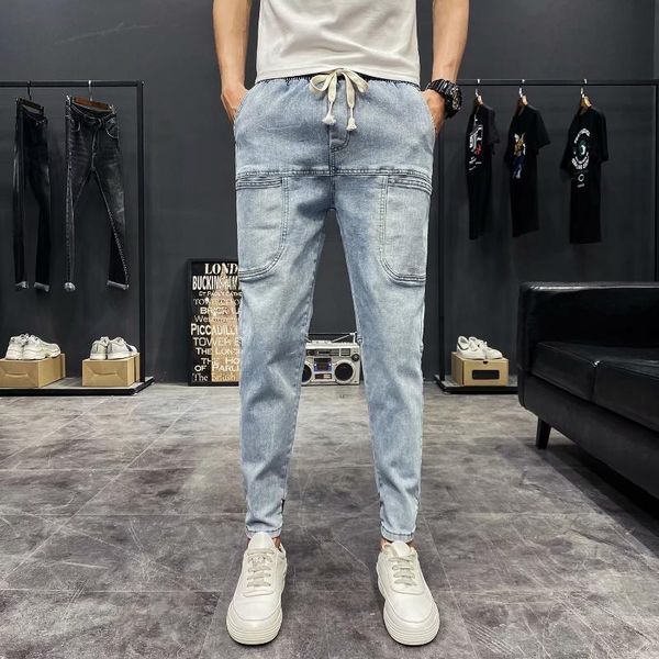 men's jeans 2021 fashion mens solid color feet pants casual stretch-beamed cropped trousers trendy soft denim teenager harem, Blue
men's jeans 2021 fashion mens solid color feet pants casual stretch-beamed cropped trousers trendy soft denim teenager harem, Blue