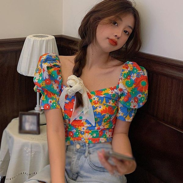 women's t-shirt 2021 summer puff sleeve tanks square collar crop tees printing short paragraph fashion slim waist short-sleeved, White
women's t-shirt 2021 summer puff sleeve tanks square collar crop tees printing short paragraph fashion slim waist short-sleeved, White