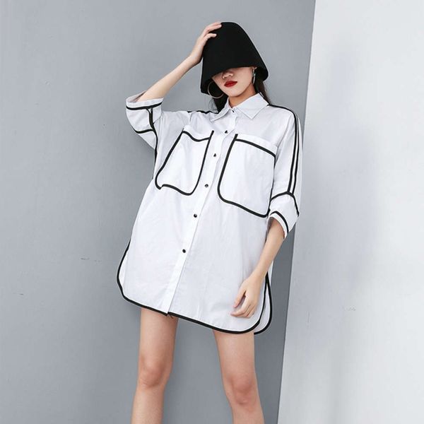 chao summer cardigan splicing shirt personality solid color large skirt, Black;brown
chao summer cardigan splicing shirt personality solid color large skirt, Black;brown