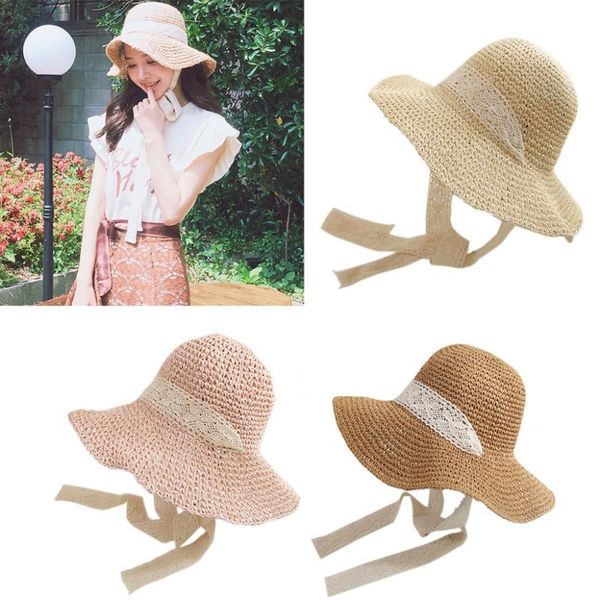 japanese literary girls summer straw weave fisherman hat crochet long floral lace ribbon wide brim foldable sunproof beach cap hats, Blue;gray
japanese literary girls summer straw weave fisherman hat crochet long floral lace ribbon wide brim foldable sunproof beach cap hats, Blue;gray
