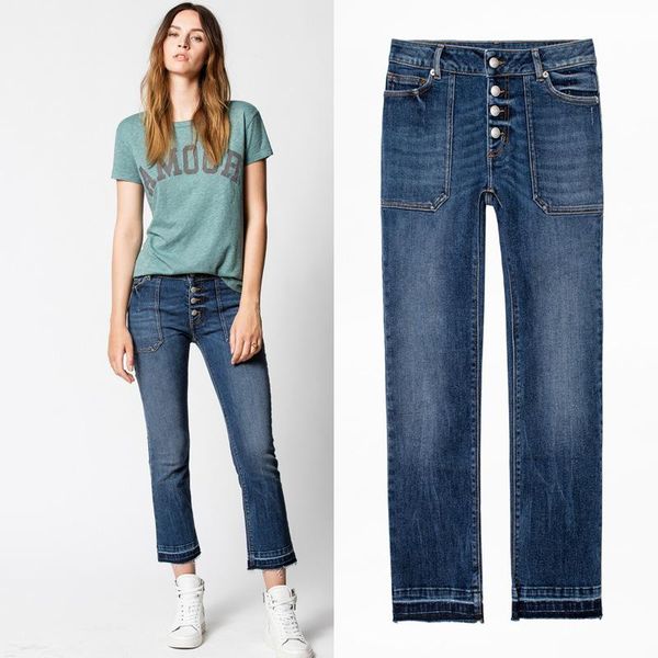 women's jeans 2021 spring summer high waist button elastic straight edge tassel women pant, Blue
women's jeans 2021 spring summer high waist button elastic straight edge tassel women pant, Blue