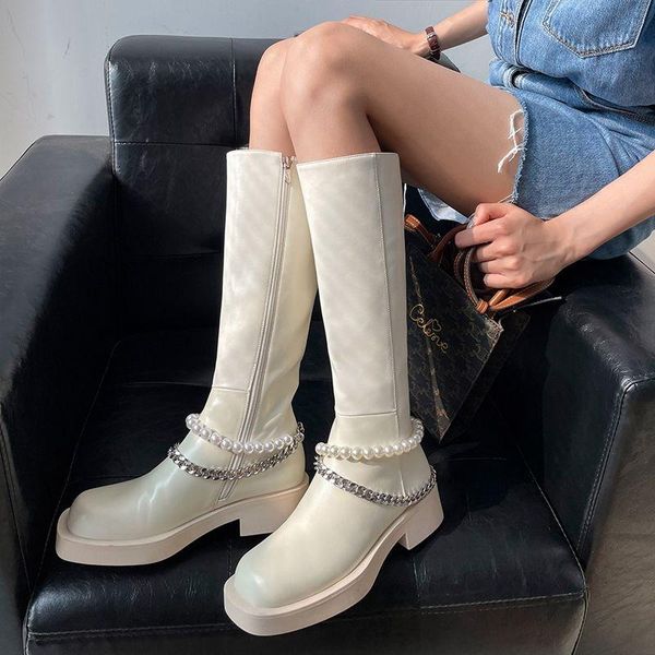 boots 2021 motorcycles women genuine leather shoes pearl chain fashion cool casual knee high, Black
boots 2021 motorcycles women genuine leather shoes pearl chain fashion cool casual knee high, Black