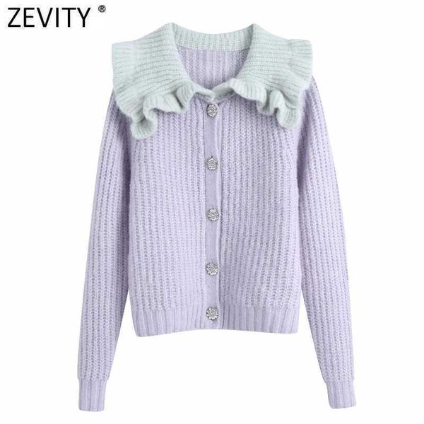 zevity women sweet turn down collar ruffles patchwork twist cardigans knitting sweater female chic long sleeve casual s667 210603, White;black
zevity women sweet turn down collar ruffles patchwork twist cardigans knitting sweater female chic long sleeve casual s667 210603, White;black