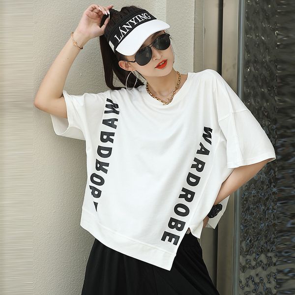 t shirt short sleeve female 2021 summer sports fashion brand loose split half, White
t shirt short sleeve female 2021 summer sports fashion brand loose split half, White