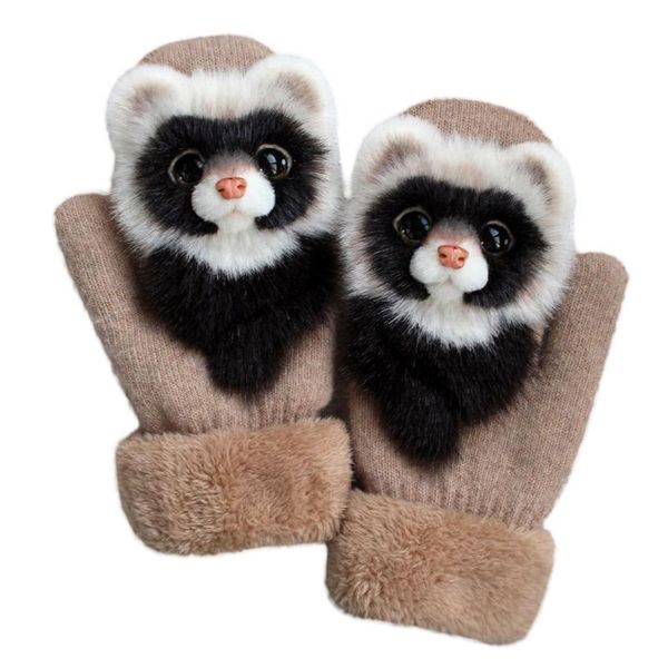 five fingers gloves women men winter knitted cute 3d fluffy cartoon animal thermal mittens, Blue;gray
five fingers gloves women men winter knitted cute 3d fluffy cartoon animal thermal mittens, Blue;gray