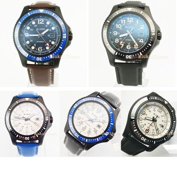 wristwatches bliger 44mm black pvd watch calendar rotating belt dial blue ceramic bezel automatic movement men's, Slivery;brown
wristwatches bliger 44mm black pvd watch calendar rotating belt dial blue ceramic bezel automatic movement men's, Slivery;brown