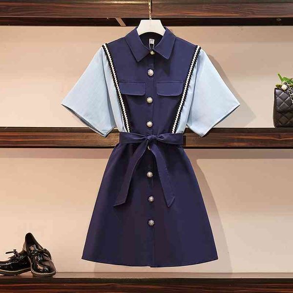 summer striped patchwork dress for women short sleeves turn-down collar sashes elegant false two-piece set female dresses 210519, Black;gray
summer striped patchwork dress for women short sleeves turn-down collar sashes elegant false two-piece set female dresses 210519, Black;gray