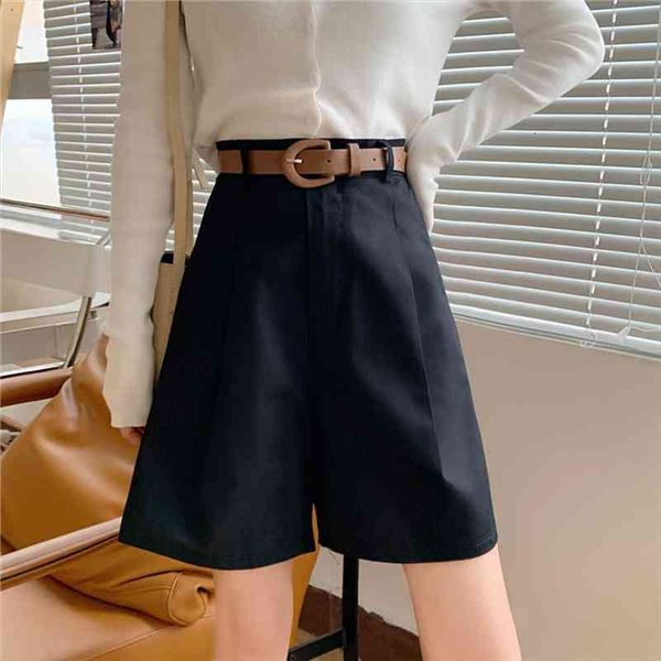 summer korean high waish women short wide leg pocket zipper button casual female looser all match temperament, White;black
summer korean high waish women short wide leg pocket zipper button casual female looser all match temperament, White;black