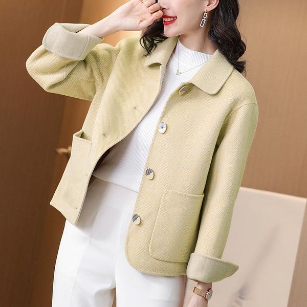women's wool & blends double-faced cashmere coat 2021 autumn and winter retro small fragrance style short woolen, Black
women's wool & blends double-faced cashmere coat 2021 autumn and winter retro small fragrance style short woolen, Black