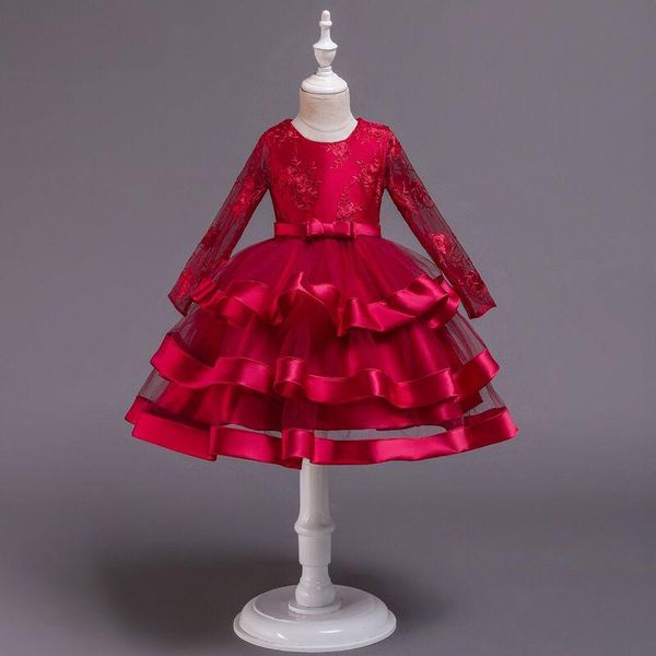 girl's dresses flower girls dress illusion full embroidery tulle lace bow vintage o-neck knee-length luxury pink kids party princess go, Red;yellow
girl's dresses flower girls dress illusion full embroidery tulle lace bow vintage o-neck knee-length luxury pink kids party princess go, Red;yellow