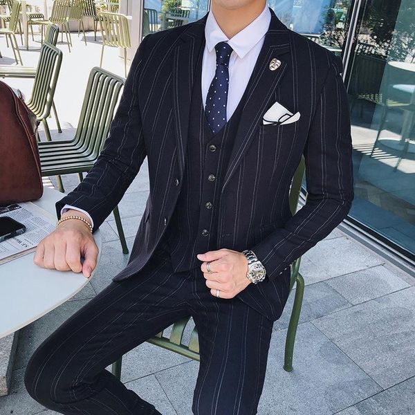 men's suits & blazers spot slim big striped suit three-piece gentleman, White;black
men's suits & blazers spot slim big striped suit three-piece gentleman, White;black