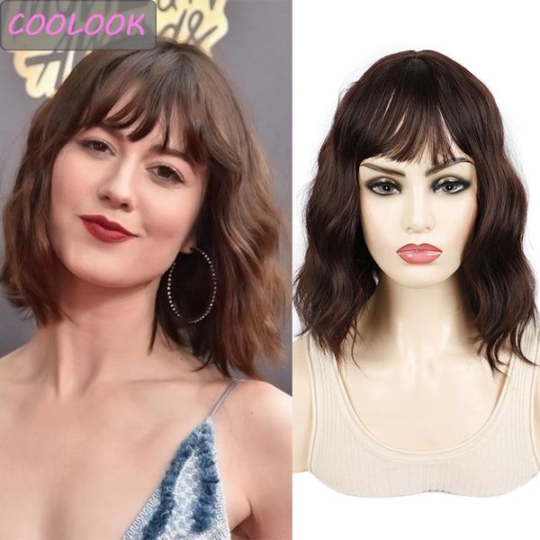 synthetic wigs short bob wavy wig with air bangs 12inch brown curly shoulder length lolita heat resistant water wave for women, Black
synthetic wigs short bob wavy wig with air bangs 12inch brown curly shoulder length lolita heat resistant water wave for women, Black