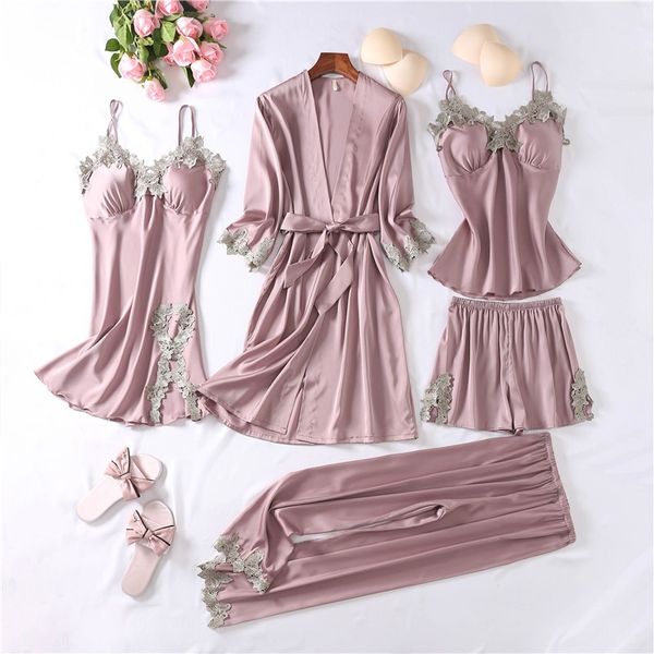 women new satin pajama suit lace sleepwear set nightwear kimono bathrobe gown faux silk pjs lounge wear with pads, Black;red
women new satin pajama suit lace sleepwear set nightwear kimono bathrobe gown faux silk pjs lounge wear with pads, Black;red