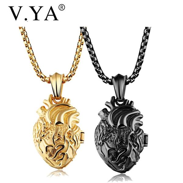 pendant necklaces v.ya punk anatomically organ men's 316l stainless steel boy's 55-60cm men black gold link chain jewelry, Silver
pendant necklaces v.ya punk anatomically organ men's 316l stainless steel boy's 55-60cm men black gold link chain jewelry, Silver