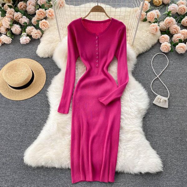 casual dresses long sleeve solid slim buttock robe 2021 autumn women vintage dress fashion ladies knit sweater office vestidos, Black;gray
casual dresses long sleeve solid slim buttock robe 2021 autumn women vintage dress fashion ladies knit sweater office vestidos, Black;gray