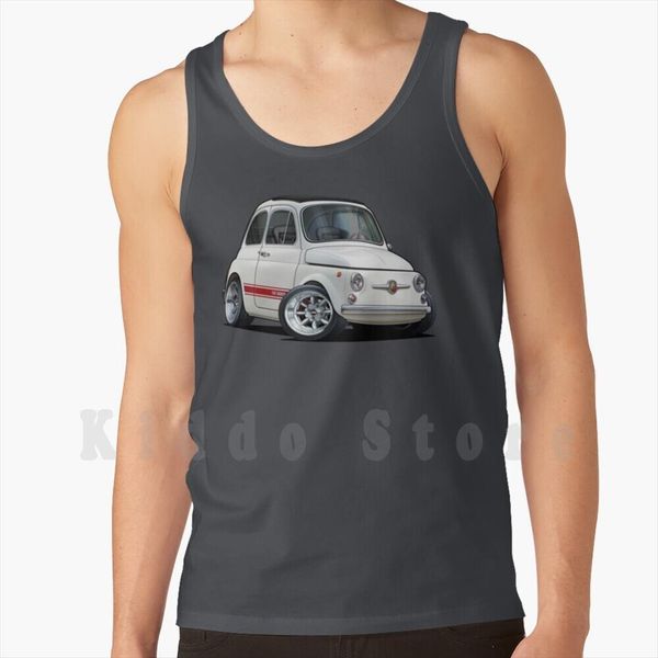 classic fiat 500 abarth tank vest 100% cotton 695, White;black