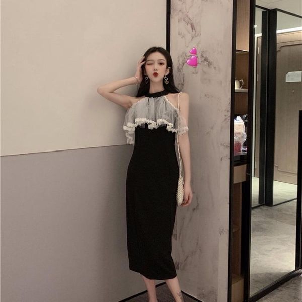 casual dresses robe longue ladies party night patchwork mesh lace halter summer style women's clothing dress sleeveless tank slim, Black;gray
casual dresses robe longue ladies party night patchwork mesh lace halter summer style women's clothing dress sleeveless tank slim, Black;gray