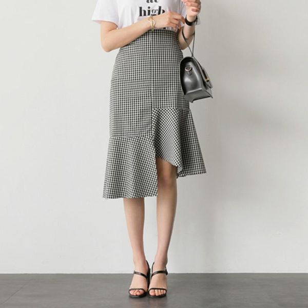 skirts ol plaid checkered skirt womens high waist knee length elegant female trumpet casual black and white back elastic
skirts ol plaid checkered skirt womens high waist knee length elegant female trumpet casual black and white back elastic