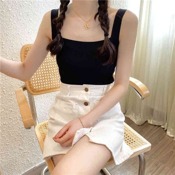 vests for women spring and summer knitted small sling 's solid color slim short vest 210512, White
vests for women spring and summer knitted small sling 's solid color slim short vest 210512, White