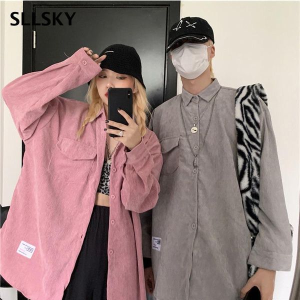 women's blouses & shirts sllsky corduroy vintage turn-down collar women spring autumn long female blouse workwear solid loose, White
women's blouses & shirts sllsky corduroy vintage turn-down collar women spring autumn long female blouse workwear solid loose, White