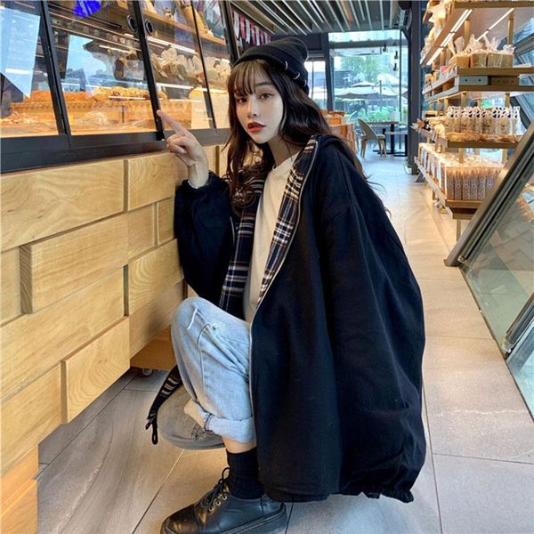 korea style spring autumn reverse women coat long sleeve lady fashion female causal reversible clothes winter outwear a1 women's jacket, Black;brown
korea style spring autumn reverse women coat long sleeve lady fashion female causal reversible clothes winter outwear a1 women's jacket, Black;brown