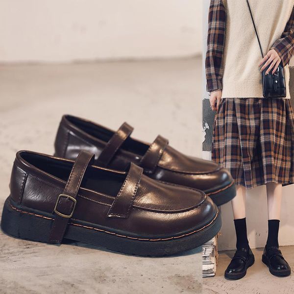 dress shoes small leather college style jk uniform 2021 summer one-button soft sister japanese series mary jane single, Black
dress shoes small leather college style jk uniform 2021 summer one-button soft sister japanese series mary jane single, Black