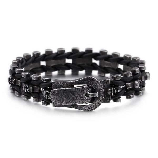 link, chain black punk skull man bracelet braided leather mens bracelets & bangles with buckle clasp 316l stainless steel biker jewelry
link, chain black punk skull man bracelet braided leather mens bracelets & bangles with buckle clasp 316l stainless steel biker jewelry
