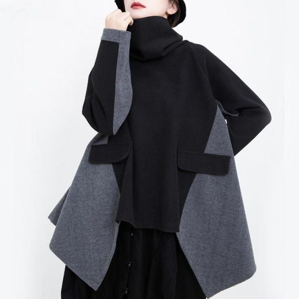 women's hoodies & sweatshirts women patchwork color matching irregular turtleneck sweatshirt asymmetry loose casual oversize hoodie 202, Black
women's hoodies & sweatshirts women patchwork color matching irregular turtleneck sweatshirt asymmetry loose casual oversize hoodie 202, Black