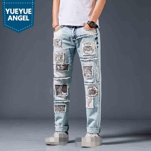micro-elasticity mens patch print tassel jeans ripped hole fit pencil pants males straight motorcycle trousers autumn winter men's, Blue
micro-elasticity mens patch print tassel jeans ripped hole fit pencil pants males straight motorcycle trousers autumn winter men's, Blue