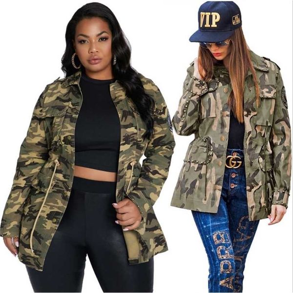 streetwear women camouflage printing loose jackets spring / autumn est lady's big size turn-down collar coats 211014, Black;brown
streetwear women camouflage printing loose jackets spring / autumn est lady's big size turn-down collar coats 211014, Black;brown