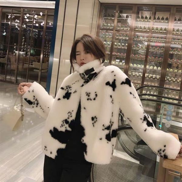 women's fur & faux cow pattern lamb hair fake coat particle composite wool all-in-one casual, Black
women's fur & faux cow pattern lamb hair fake coat particle composite wool all-in-one casual, Black