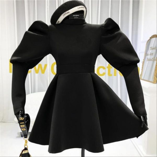 casual dresses retro high collar long sleeve slim waist puff a line dress women's solid color space cotton short, Black;gray
casual dresses retro high collar long sleeve slim waist puff a line dress women's solid color space cotton short, Black;gray