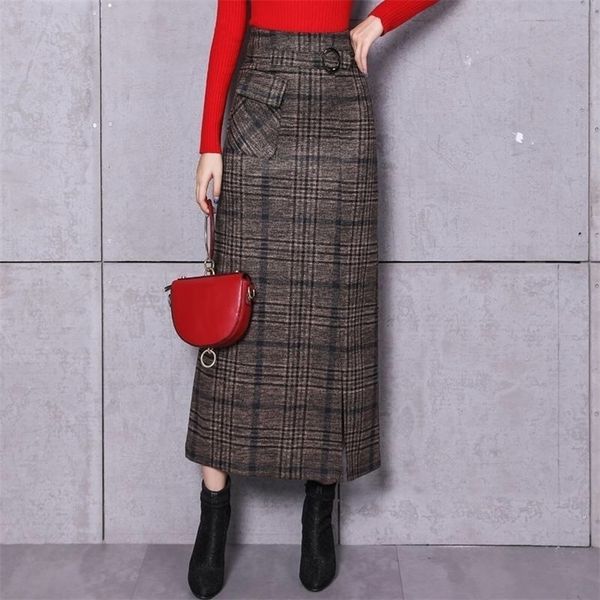 elegant retro female hight waist woolen long plaid skirt women casual straight vintage fashion maxi skirt jupe longue femme slim 210319, Black
elegant retro female hight waist woolen long plaid skirt women casual straight vintage fashion maxi skirt jupe longue femme slim 210319, Black