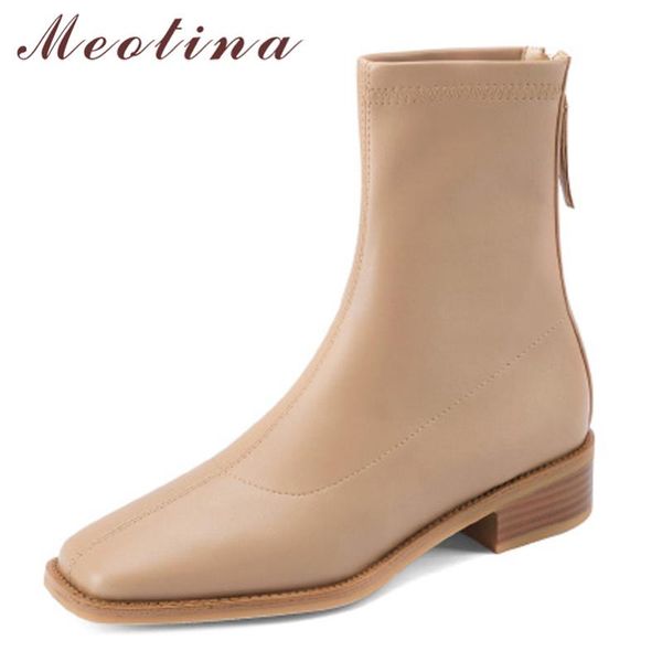 boots meotina genuine leather ankle shoes women med thick heel square toe zipper ladies footwear autumn winter 34-40 beige, Black
boots meotina genuine leather ankle shoes women med thick heel square toe zipper ladies footwear autumn winter 34-40 beige, Black