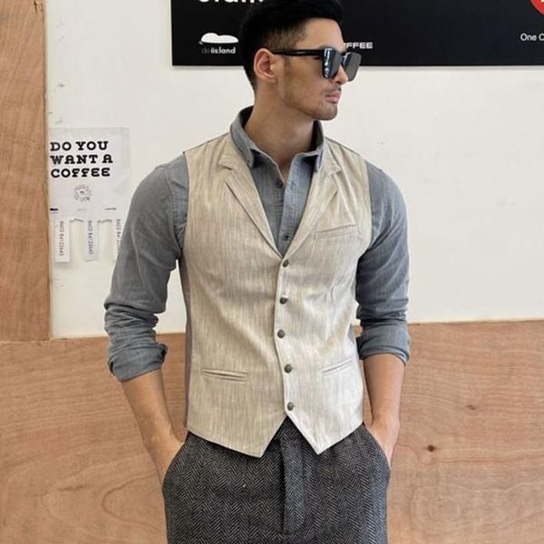 spring and summer texture men's lapel cotton vest slim fitting leisure m6011 vests, Black;white
spring and summer texture men's lapel cotton vest slim fitting leisure m6011 vests, Black;white
