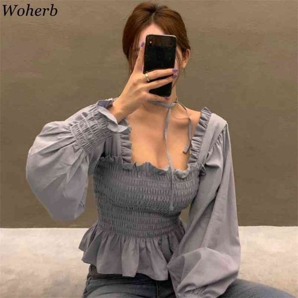 square collar blouse women ruffle pleated blusas elastic waist lace-up fashion blouses elegant lantern sleeve crop 210519, White
square collar blouse women ruffle pleated blusas elastic waist lace-up fashion blouses elegant lantern sleeve crop 210519, White